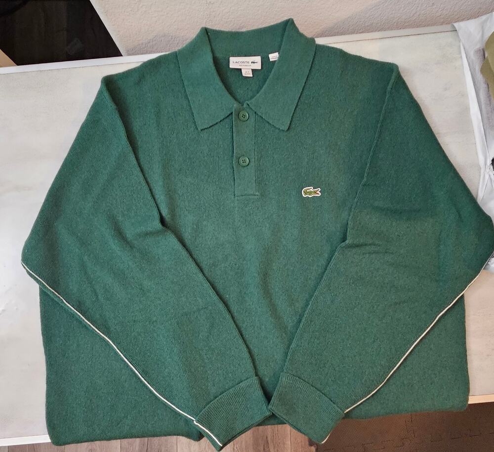 🐊 Lacoste Men's Long-Sleeve Knit Polo Sweater - Green - Size XXL (7)
